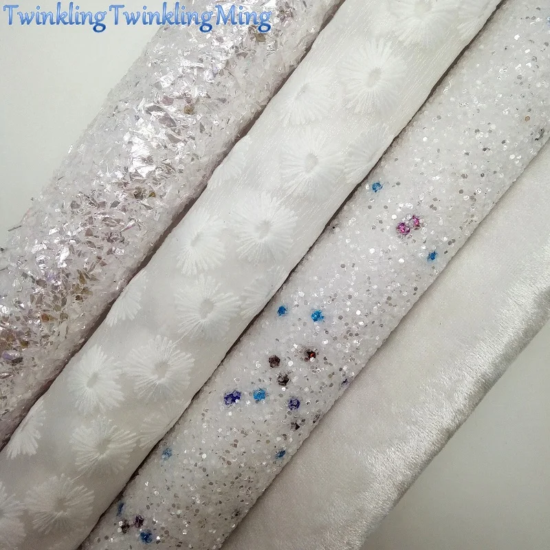 Белая блестящая ткань вельветовые тканевые простыни с цветочным рисунком для