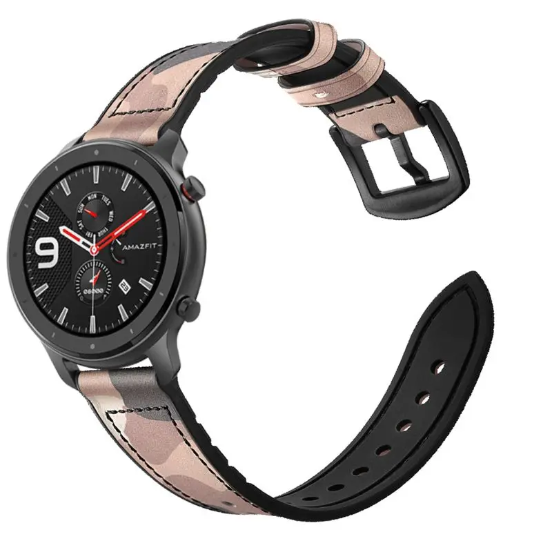 Camouflage Pink 1 шт. ремешок для часов из натуральной кожи ремешок для AMAZFIT GTR 42 мм/47 мм Смарт-часы - Цвет: Camouflage Pink