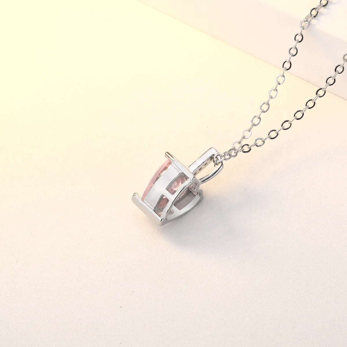 

S925 Silver Color Necklace Diamond Pendant Chalcedony Heart-Shaped Amethyst Jewelry Bizuteria for Women Wedding Jade Pendant