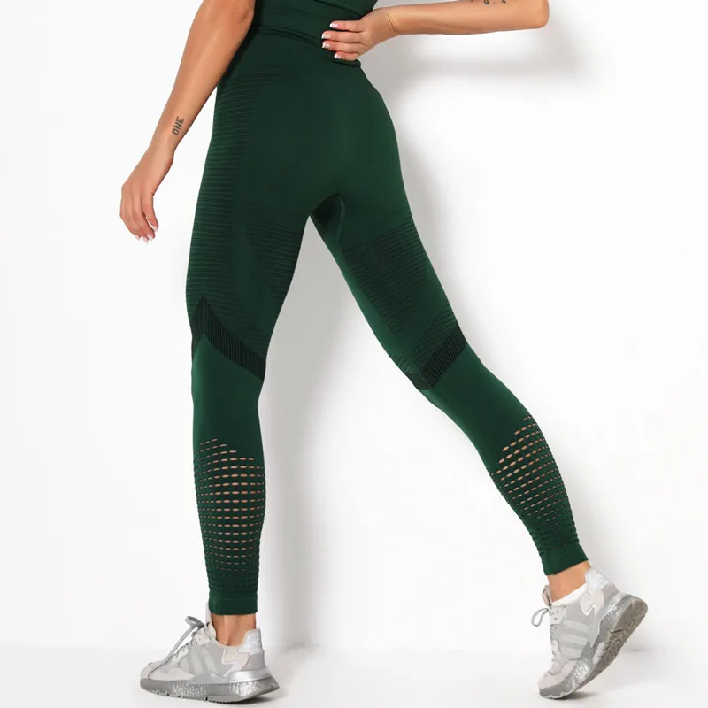 

JIANWEILI Mesh Seamless Push up leggings Woman High waist Hollow out fitness leggings Gym Stretch pants Breathable