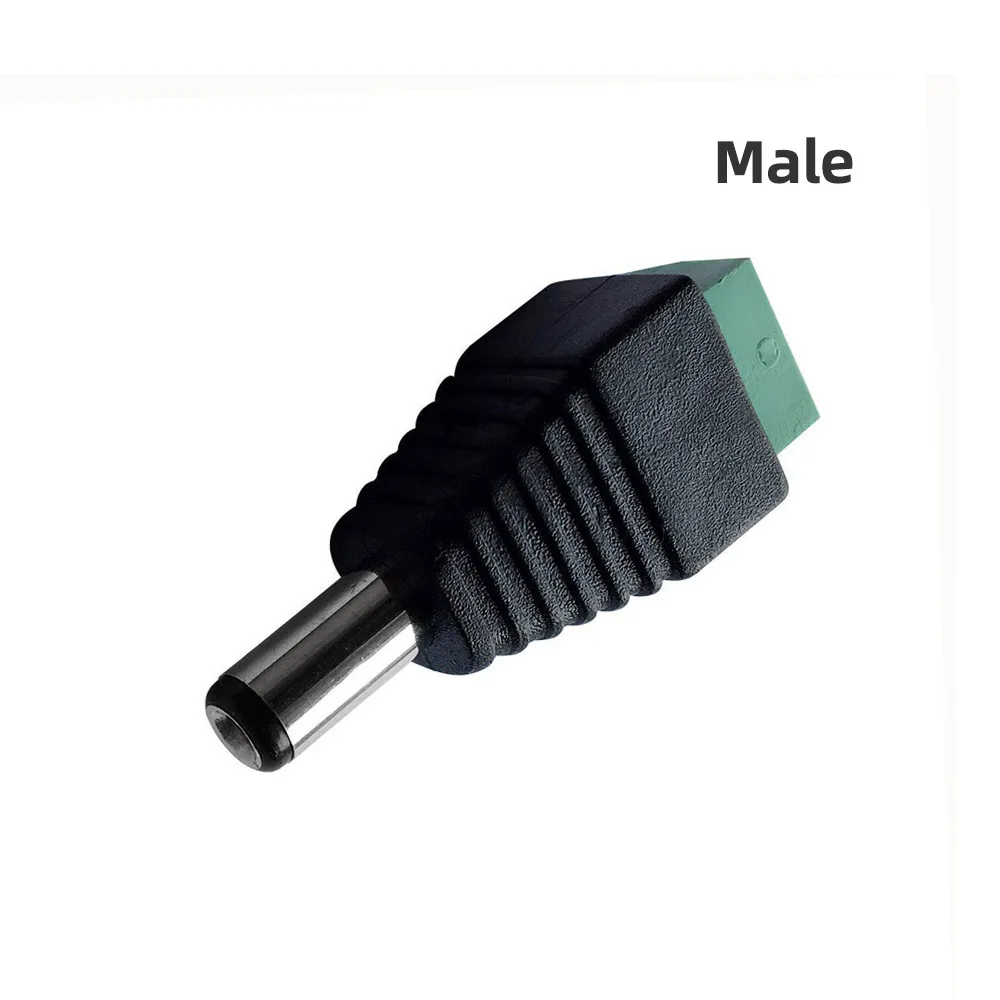 Female Male DC connector 5.5mm x 2.1mm DC Power Plug Adapter for 5050 3528 5060 Single Color LED Strip Light and CCTV Cameras