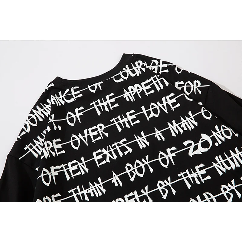 

Harajuku T-shirt Hip Hop Oversized Streetwear Men's Tshirt Print Graffiti Panda Letter Crew Neck 2021 Summer Fashion Top Black