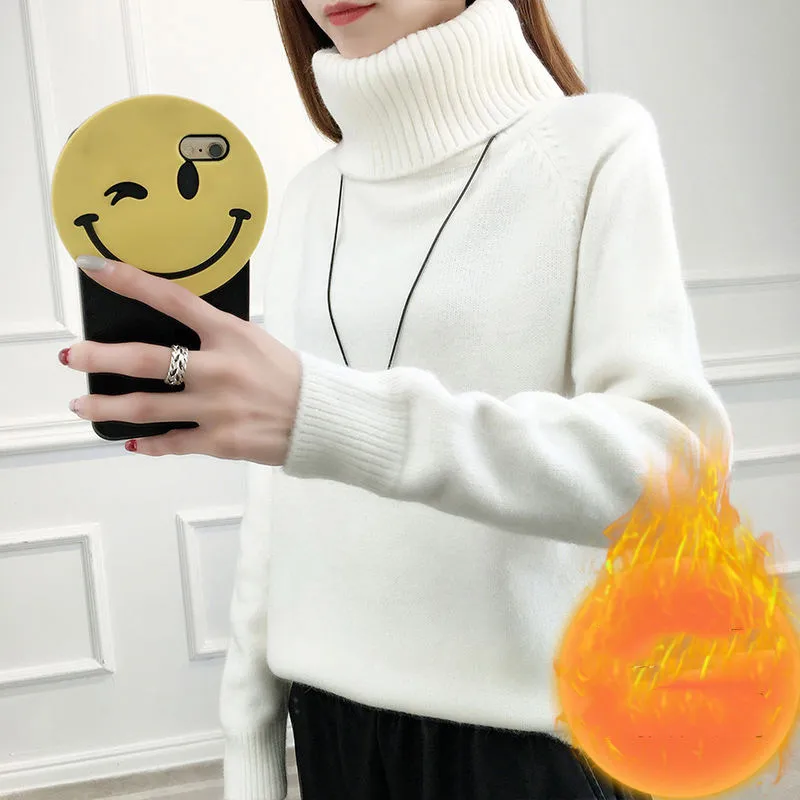 2019 зимние женские корейские свободные бархатные плотные вязаные пуловеры свитер