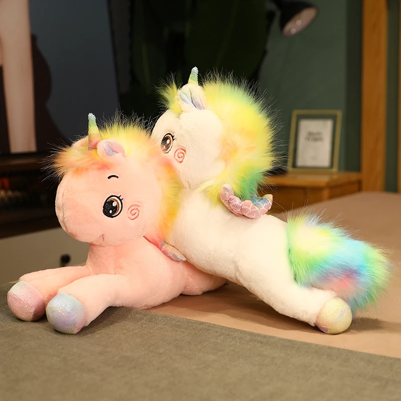 

Hot 1pc 40-75cm Kawaii Lying Rainbow Unicorn Plush Toys Cartoon Animal Dolls for Children Girls Stuffed Toy Birthday Decor Gifts