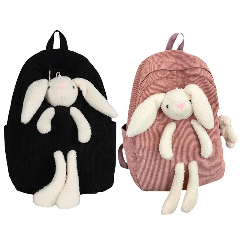 

Japanese College Style Cute Plush Doll Rabbit Soft Girl School Bag Funny Personality Backpack