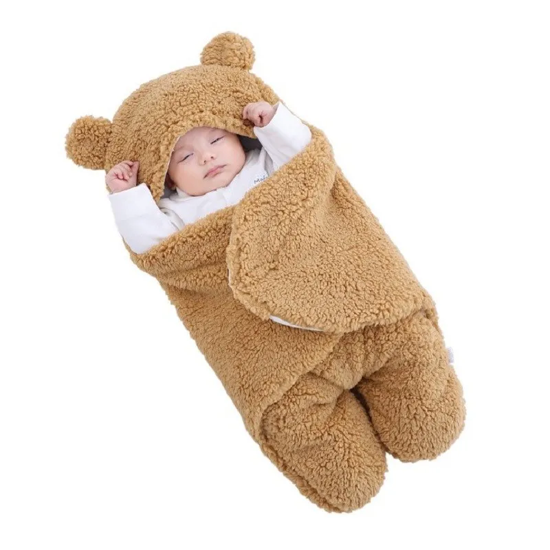 Baby Sleeping Bag Ultra-Soft Fluffy Fleece Newborn Receiving Blanket Infant Boys Girls Clothes Sleep Nursery Wrap Swaddle