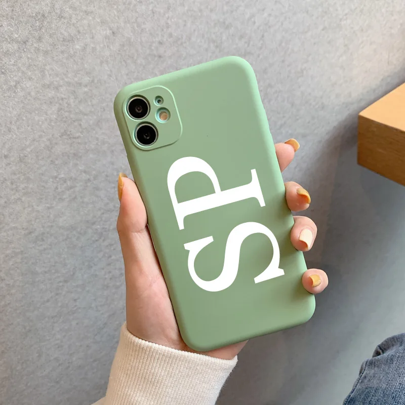 Кастомный чехол для телефона с инициалами имени для iphone 13 Pro Max 6S 7 8 Plus X XS XR 11 12 Mini MAX на жидкостном силиконе.