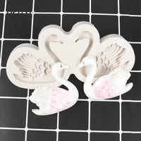 2 pcs couple swan mold silicone mould soap molds fondant cake decoration chocolate cookie pastry baking tool kitchen accessories