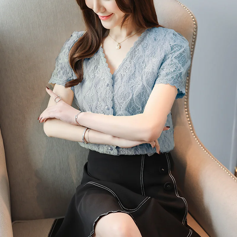 Повседневная однотонная блузка с v-образным вырезом модная женская и топы