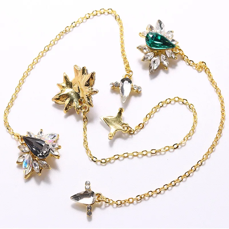 

1 Pc Nail Art Zircon Queen Water Drop Chain Nail Pendant Rhinestone Polygon Nail Decoration Nail Charms Luxury Nails Accessories