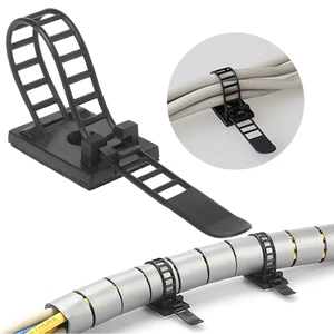 100 Pcs Adjustable Cable Clips Self-Adhesive Cord Fixer Wire Clamp Strap Holder