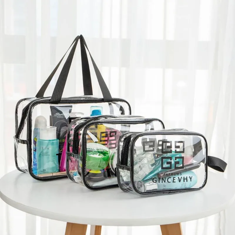 

3pcs/set Transparent PVC Storage Bags Travel Organizer Clear Makeup Bag Beautician Cosmetic Bag Beauty Case Toiletry