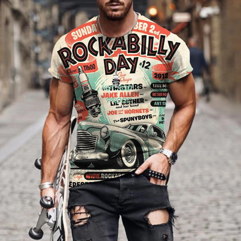 

Summer Mens T Shirt New Printed The Beach Casual Oversized Short Sleeve Clothes For Men Streetwear 3D Printing Top Tees