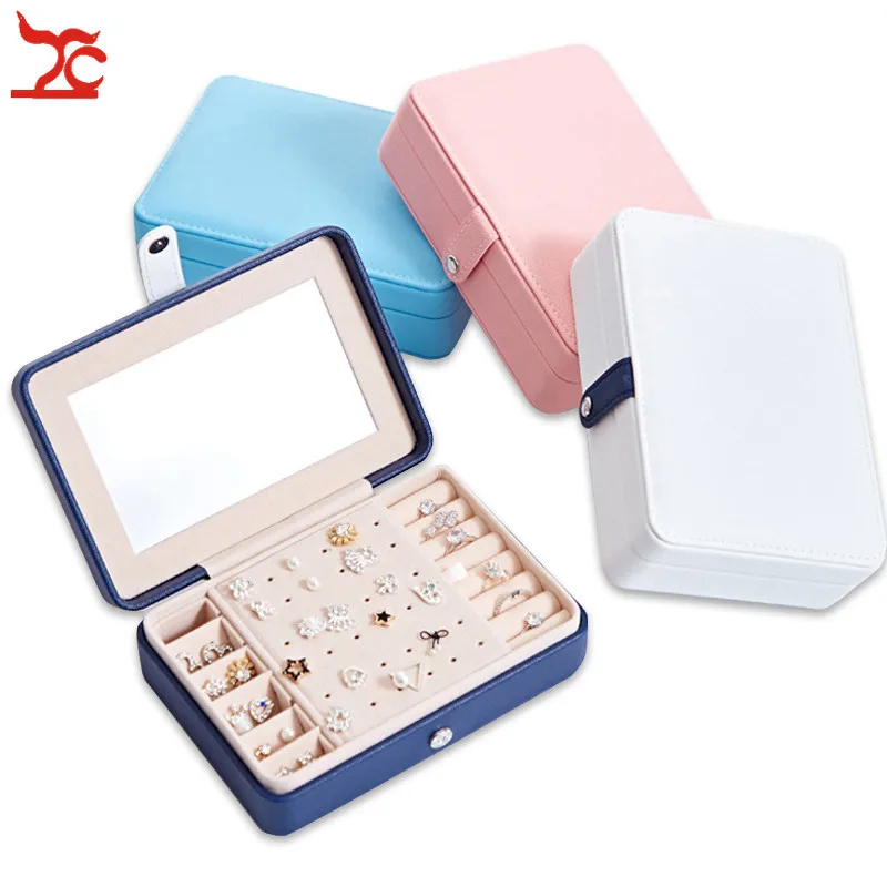 

Jewelry Packaging Display Armoire Box Carrying Case Wedding Gift Bag Luxury PU Ring Earring Jewelry Organizer Mini