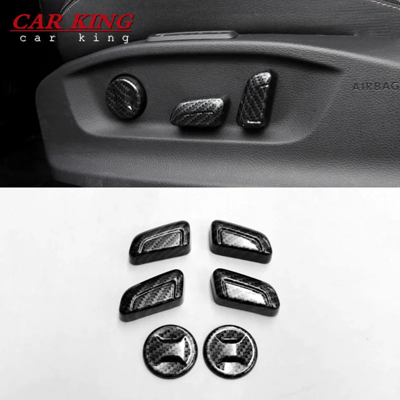 

Carbon fiber Car Styling Detector Seat Adjustment Knob Button Switch Trim Accessories 6pcs For Skoda Kodiaq 2017 2018 2019 2020