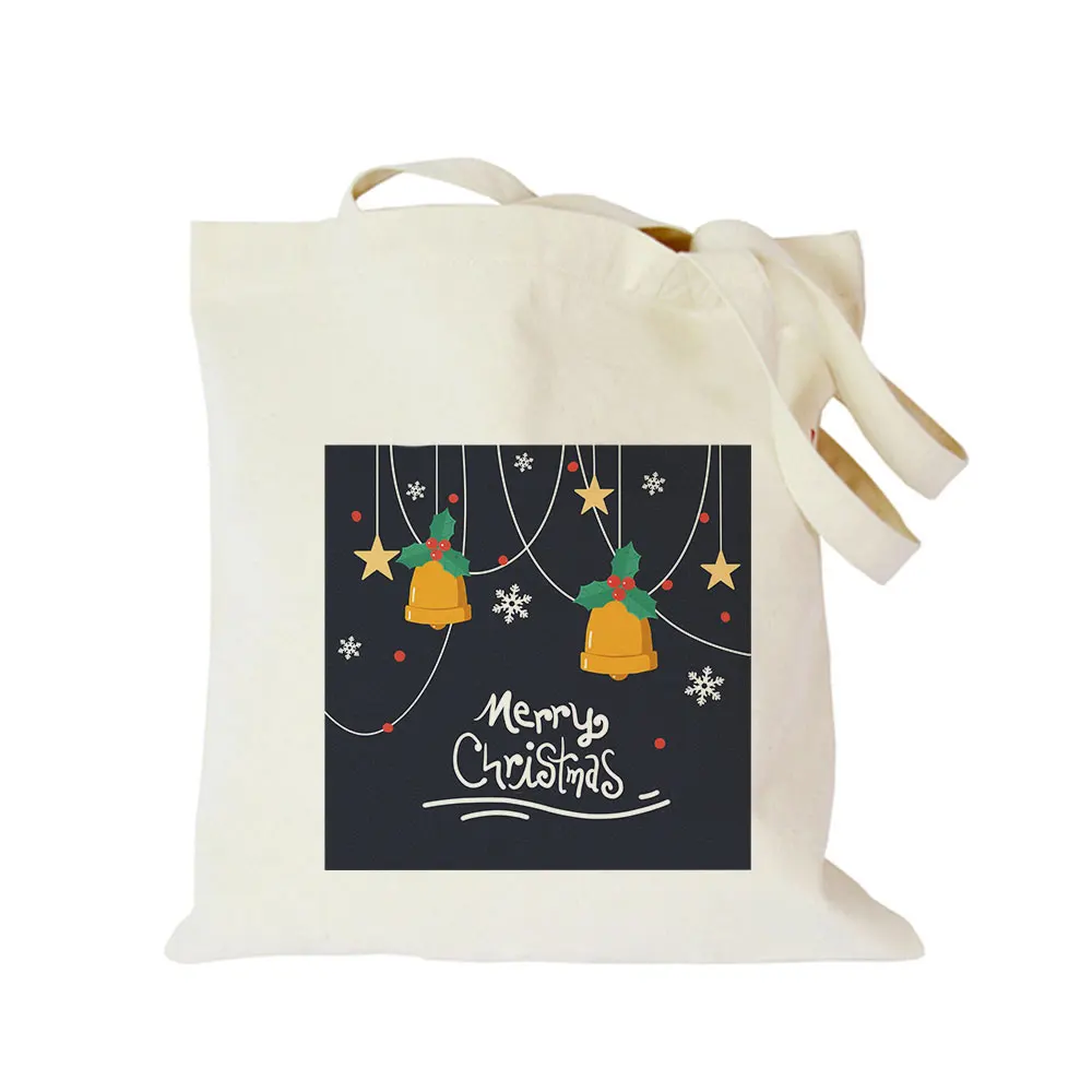Christmas bag 05 Заказная эко diy тканевая хозяйственная сумка, Рождественское украшение, складная многоразовая Холщовая Сумка-тоут с логотипом, креативный круглый принт, handabg - Цвет: Christmas bag 05