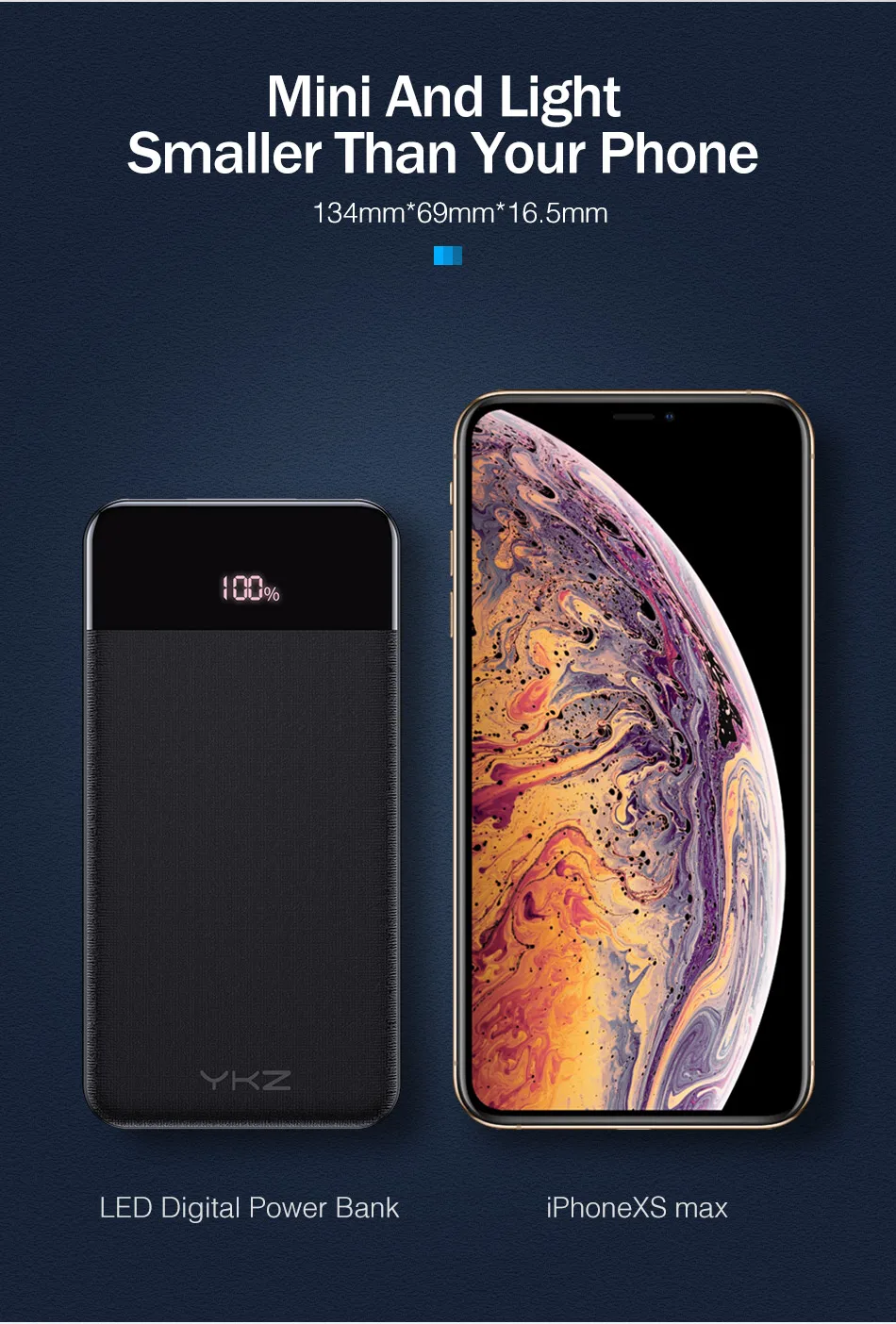 YKZ QC 3,0 внешний аккумулятор 10000 мАч светодиодный портативный аккумулятор PD Быстрая зарядка 12 В внешний аккумулятор для iPhone Xiaomi Mi с USB