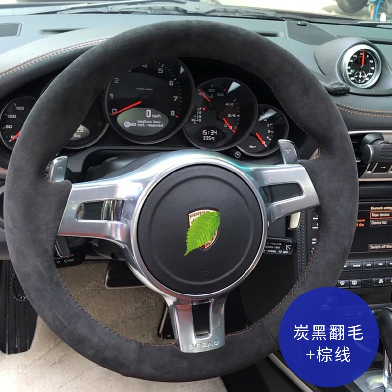 

Для Porsche Taycan 3 Panamera Macan Cayenne 718 911 9YA 971 черный замшевый чехол на руль кожаные аксессуары для интерьера автомобиля