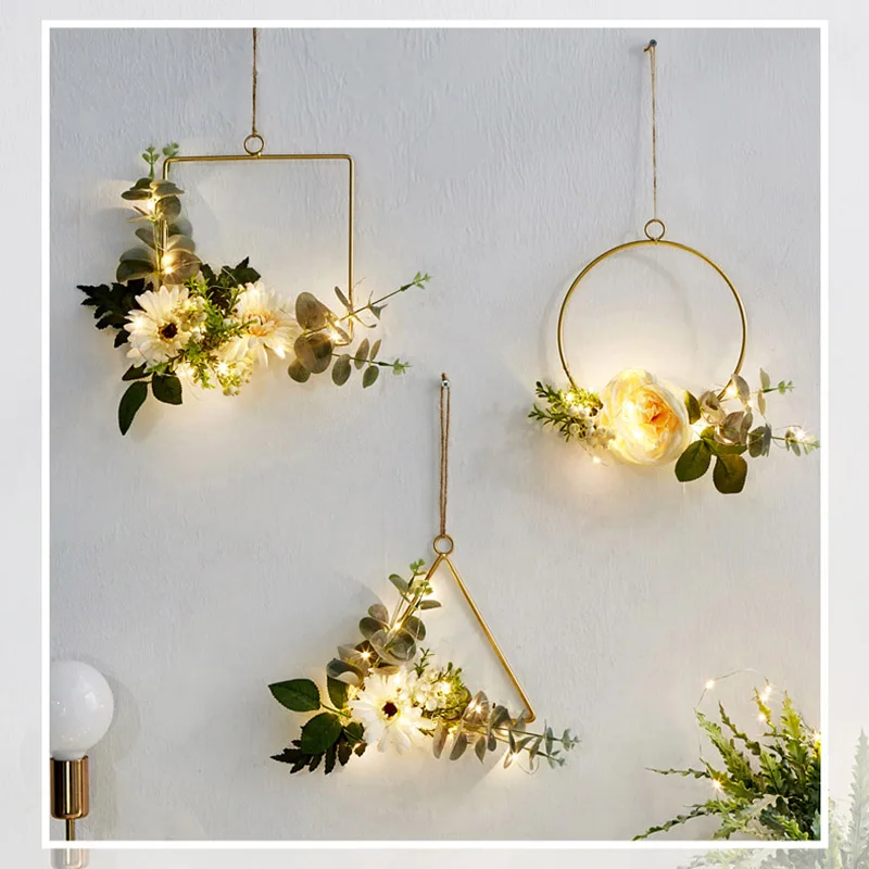 DIY ВЕНОК цветок кольцо стойка для дома дверь вечерние украшения золото металл