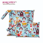 С рисунками животных из мультфильмов милые мама небольшая сумка из узорчатой ткани новорожденных аксессуары для детских колясок; Защитное детское уход за матерью детских подгузников, смены Wetbag Водонепроницаемый