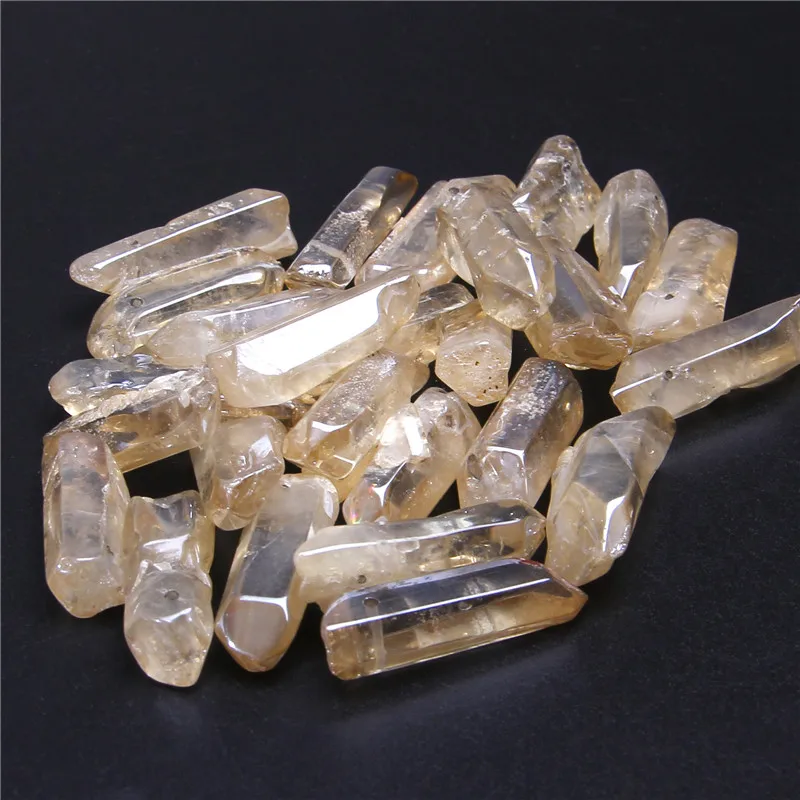 

10pcs Raw Quartz Crystal Stick Beads Top Drilled Natural Stone Point Pendant Beads Points Stick Beads for Jewelry Making DIY