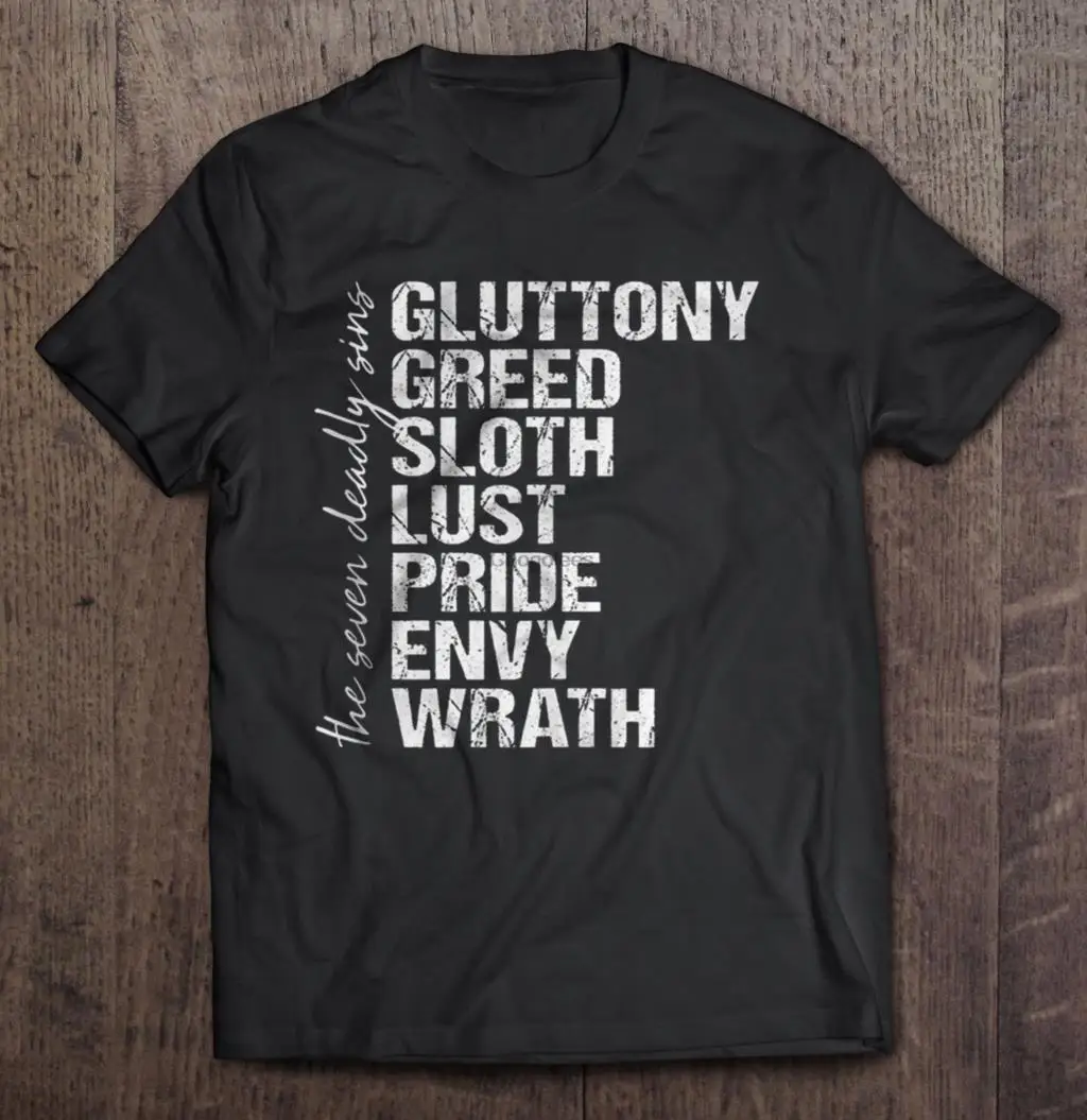 Футболки с надписью The Seven Deadly Gluttony | Мужская одежда