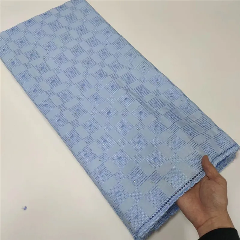 

Hot Selling Nigerian Cotton Polish Fabric High Quality Swiss Polish Lace Material 5Yards With Stones 1L01102