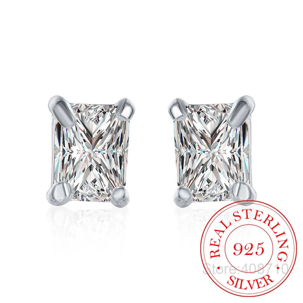 Женские серьги гвоздики с австрийским кристаллом прямоугольные из