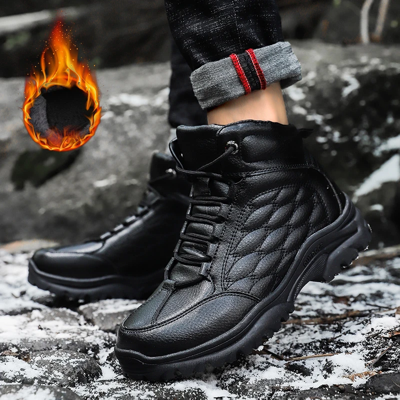 Брендовые бархатные мужские повседневные ботинки из хлопка зимние Нескользящие