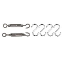 1 pair silver tone cable wire rope hook eye turn buckle with 4 pack heavy duty s shaped hooks galvanized utility hooks