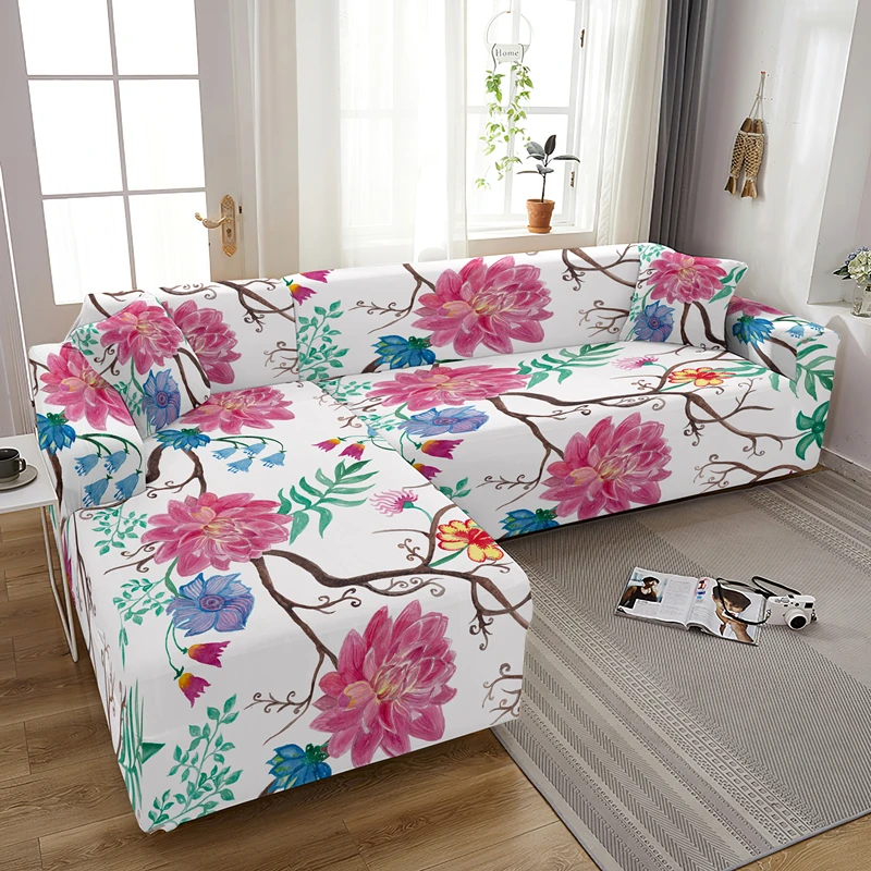 Красивый эластичный чехол для дивана с цветами пыленепроницаемый гостиной Декор