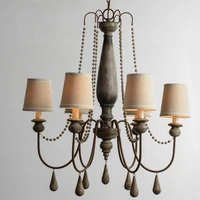 fabric shade chandeliers rustic lighting antique wooden light fixtures retro bedroom hanging lights living room suspended lustre
