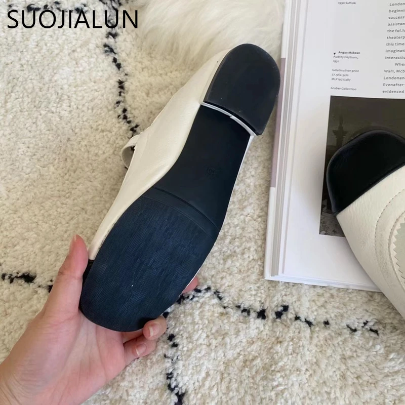 SUOJIALUN 2021 New Brand Women Flats Top Quality Flat Shoes Fashion Mix Color Round Toe Loafers Casual Outdoor Shoes Ballet Flat