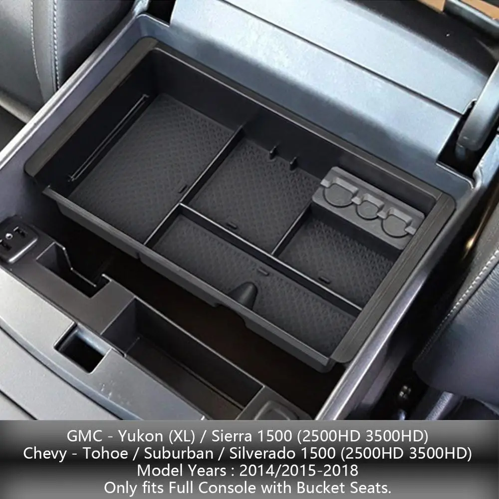 Подлокотник коробка для хранения- Chevy/Chevrolet Tahoe Suburban Silverado GMC Sierra yukon, органайзером и лоток подсветки перчаточного ящика мусорное ведро