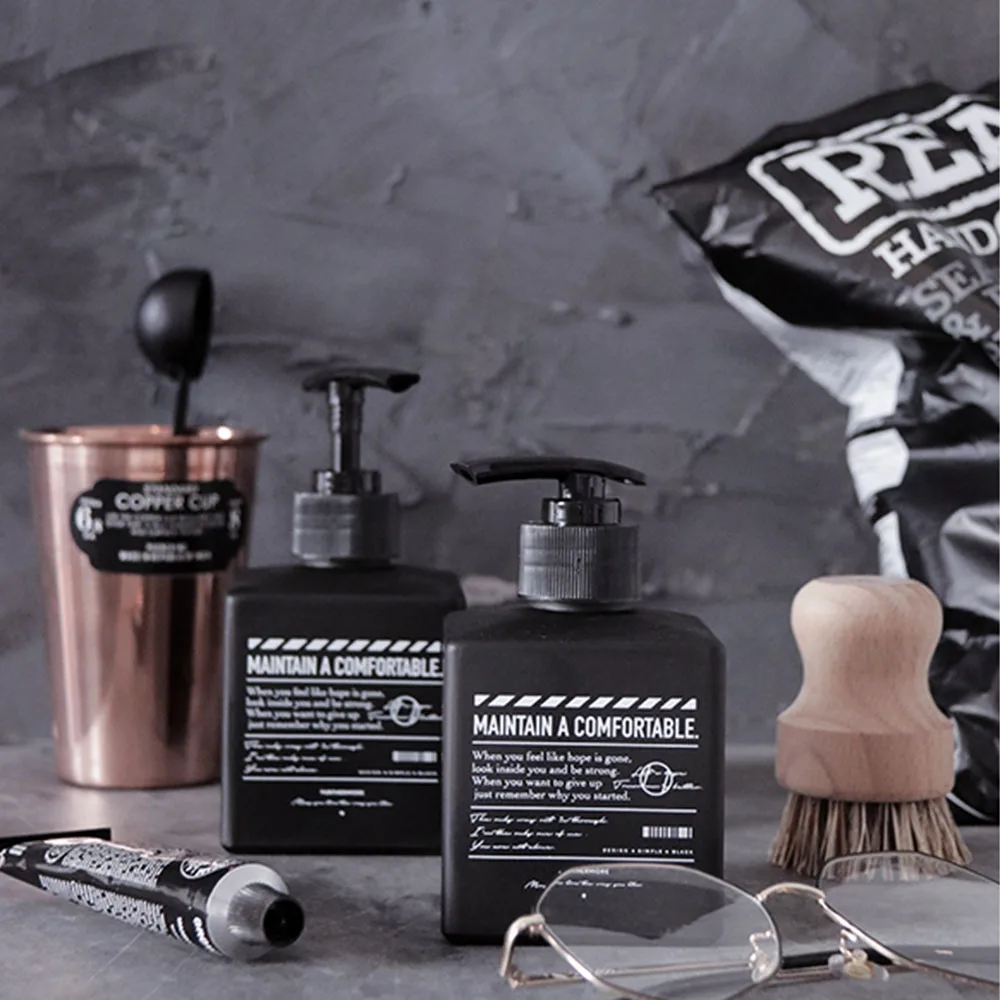 

200ml Black Glass Storage Bottle Scandinavian Bath Shampoo Bottle Chic Liquid Lotion Sub-bottle Body Cream Hand Wash Bottle