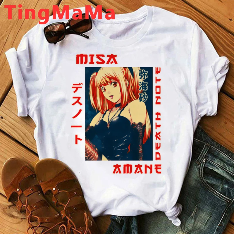 

HOT Japanese Anime T-shirts Death Note T Shirt Men Kawaii Cartoon Misa Amane Graphic Tees Harajuku Unisex Couple Tshirt Male