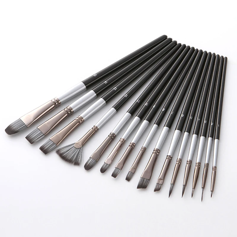 Nylon Artist Paint Brush Palette Knife Sponge Set With Storage Case Watercolors Acrylic Oil Painting Art Supplies 15pcs/set | Дом и сад