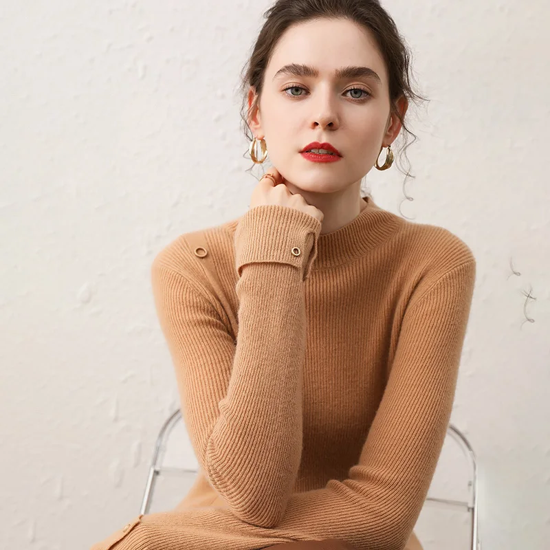 Женский пуловер с длинным рукавом водолазка Осень-зима теплый утепленный