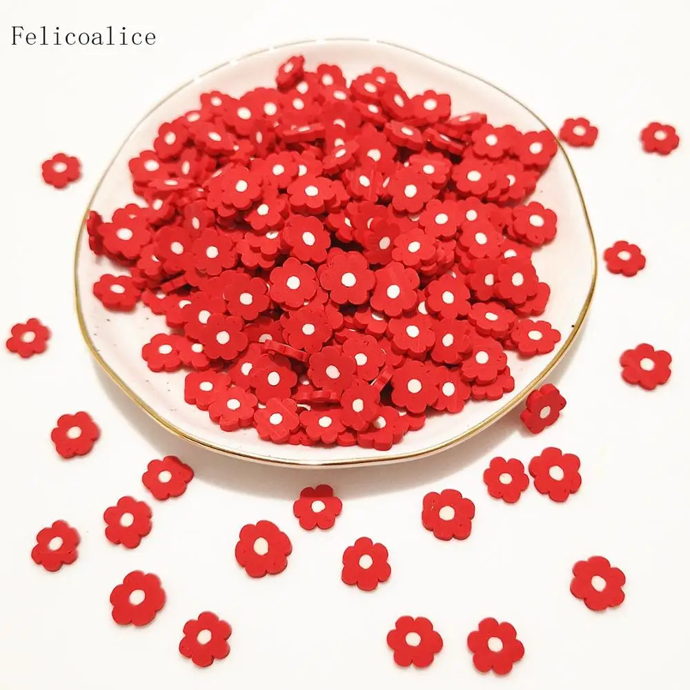 

20g Red Flowers Polymer Clay Sprinkles Plastic klei Tiny Floret Mud Particles Plum Blossom For Shaker Cards