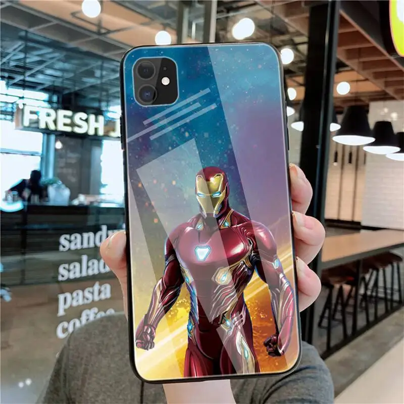 

Superhero Iron Cover Man Phone Cases Tempered Glass For Iphone6plus 6S 7 7plus 8 X XS XSmax XR 11 12 Pro Max 12mini