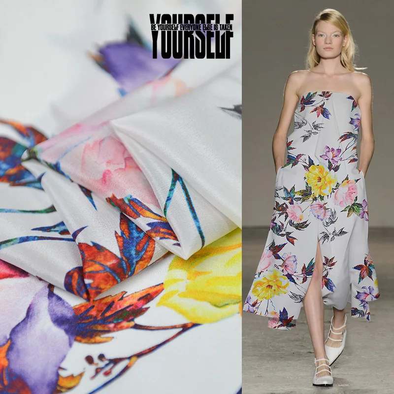 Новинка летняя Фирменная ткань с принтом 138 см в ширину 12 Момми 100% Шелковая