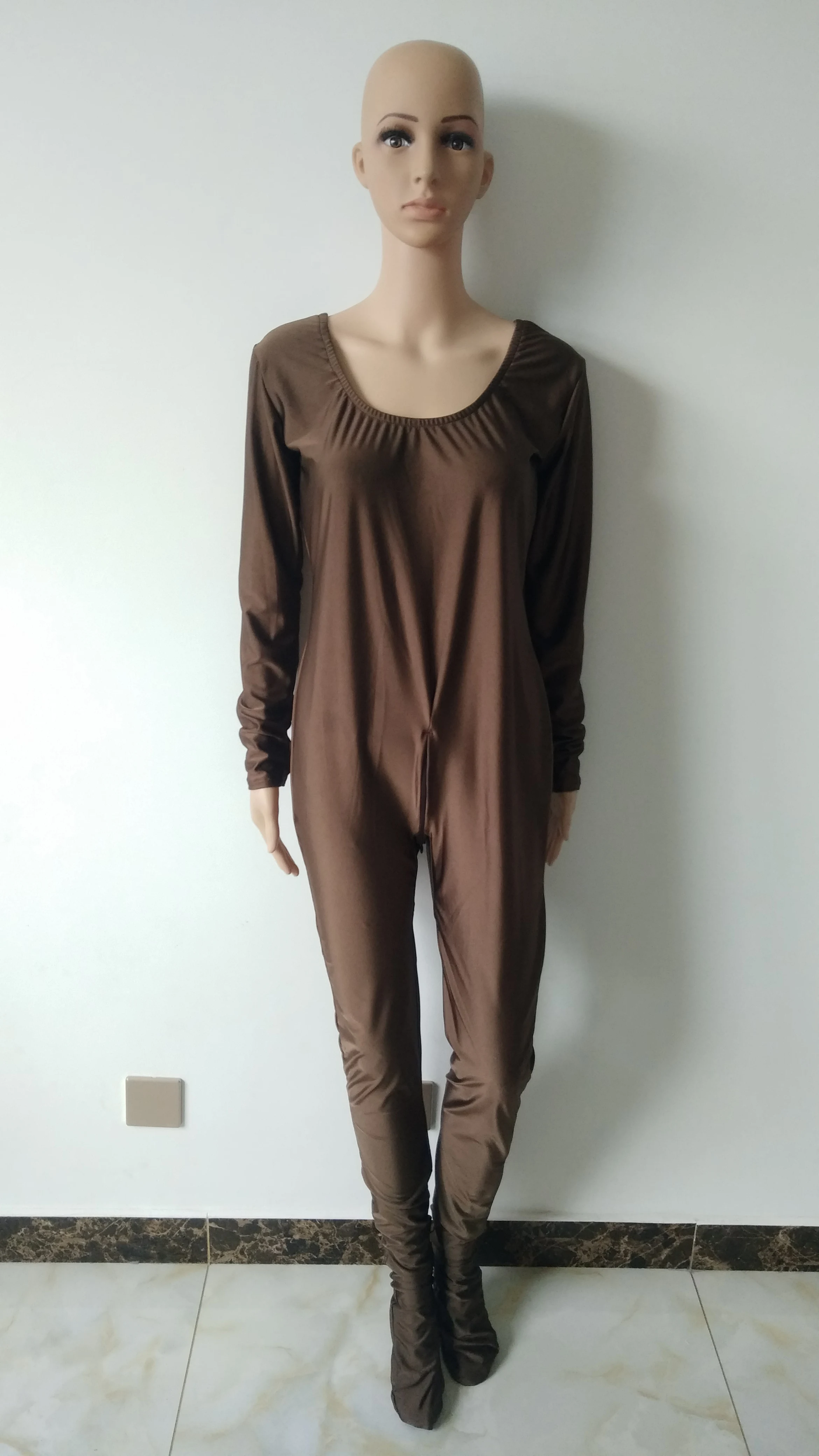 Темно коричневый женский комбинезон из спандекса костюмы для девочек