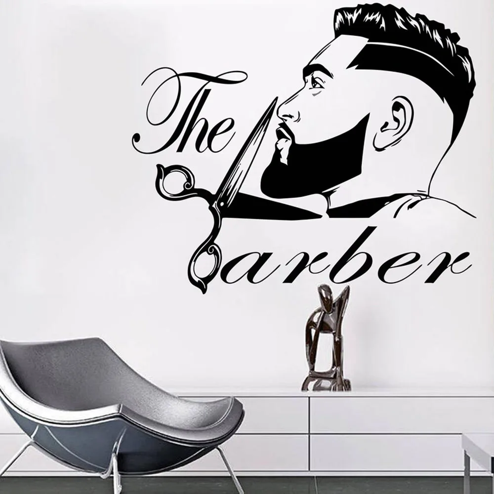 Парикмахерская Мужская прическа для бороды салон Настенная Наклейка на окно