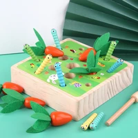wooden toys montessori pulling radish and catching insects cognition match game puzzle wooden toys for children gift