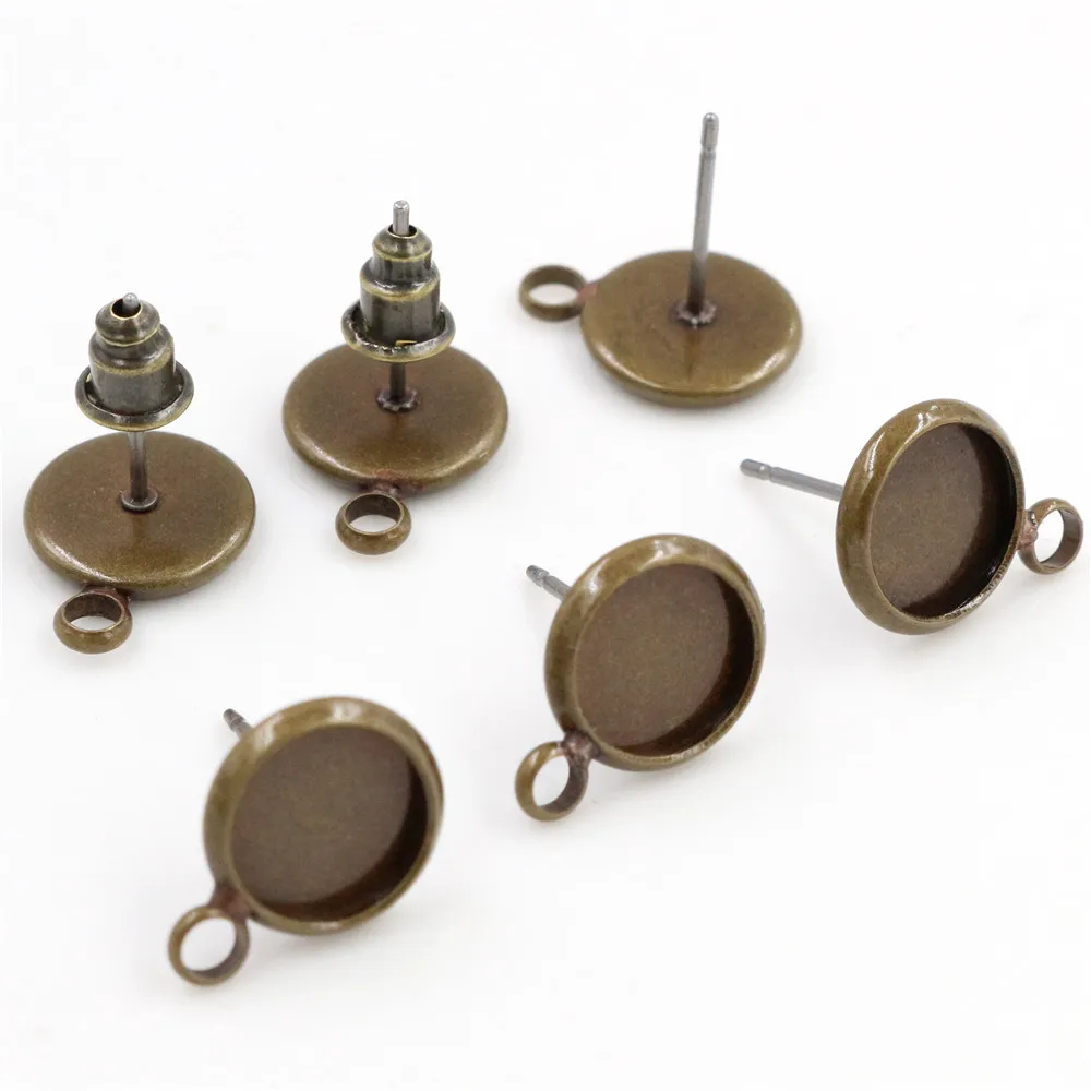 10 мм шт./лот два стиля 3 цвета покрытые серьги гвоздики пустые/Базовые подходят