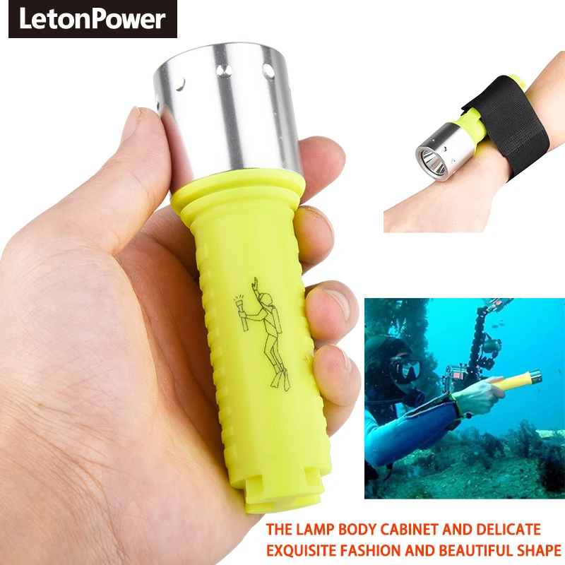 1100 Lumens LED Diving Flashlight Lantern XM-L T6 Waterproof Underwater Scuba Flashlight Torch Light Lamp Diver images - 3