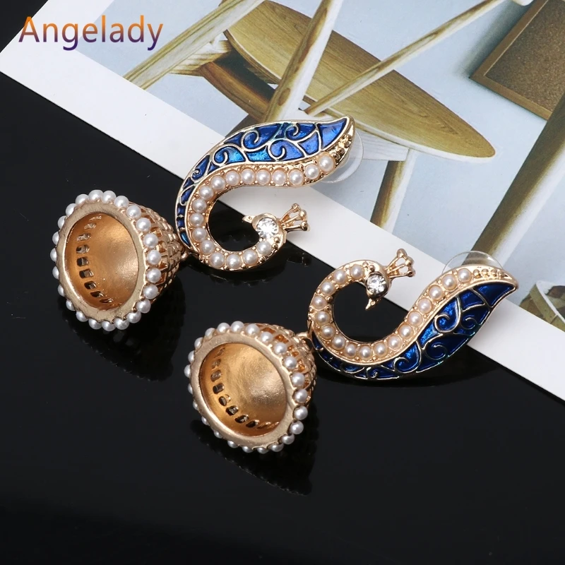 Ретро Индийский Болливуд Kundan Павлин Jhumka Jhumki Висячие серьги цыганские украшения