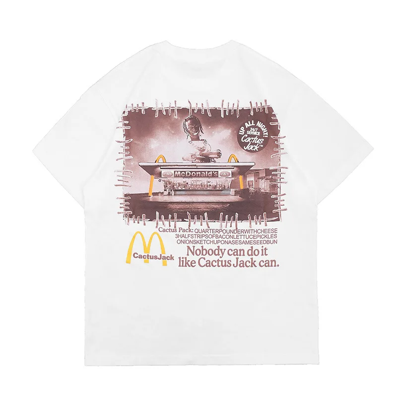 

Nobody Can Do It High Street Puppet Print Round-necked Short-sleeved T-shirt Male Loose Men Clothing Oversized T Shirt Retro