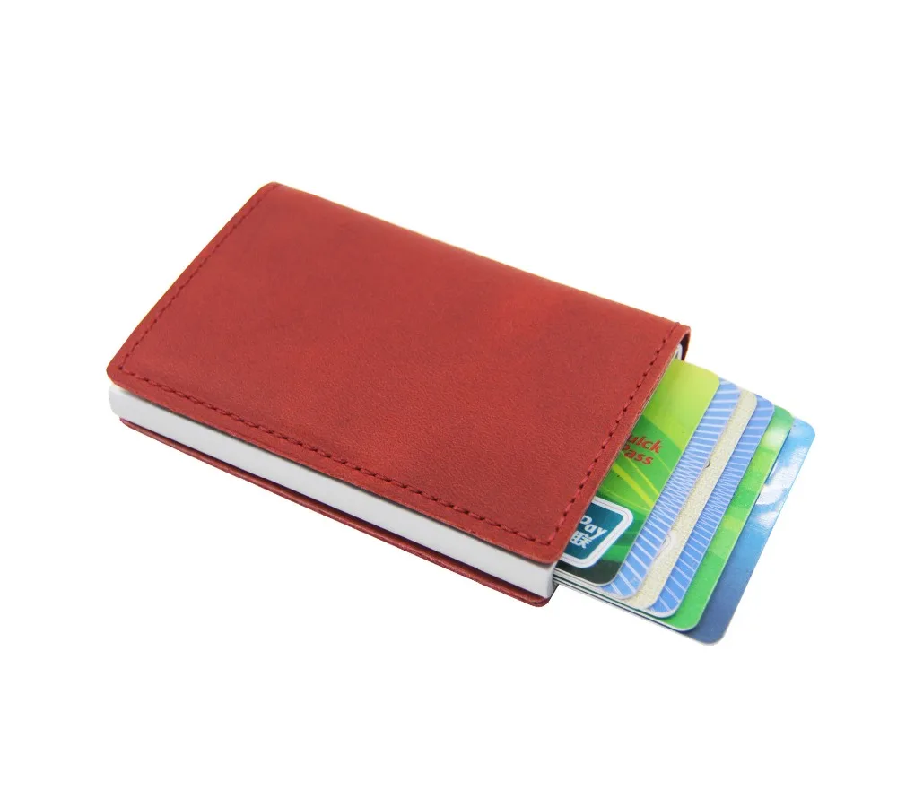 Кошелек из телячьей кожи, Rfid, блокирующий держатель для кредитных карт, 485 натуральная кожа, унисекс, визитница, алюминиевая открытка-коробка, кошелек