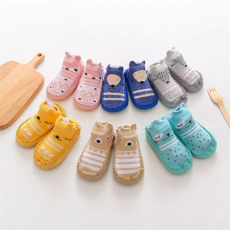 Calcetines con suelas de goma para beb&eacute;s y ni&ntilde;os, calcetines infantiles para el suelo, antideslizantes, de suela suave, para oto&ntilde;o e invierno, 0-2T-2